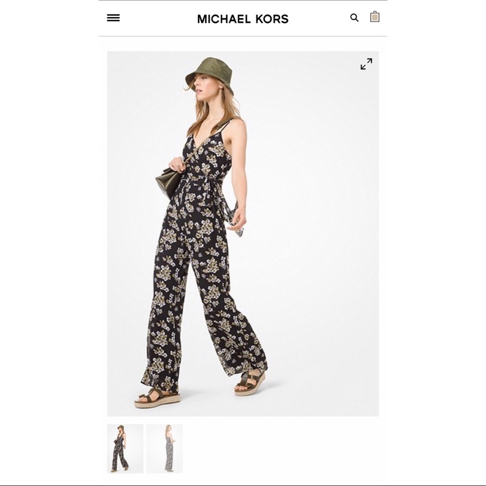 MICHAEL KORS: Floral Georgette Wrap Jumpsuit
